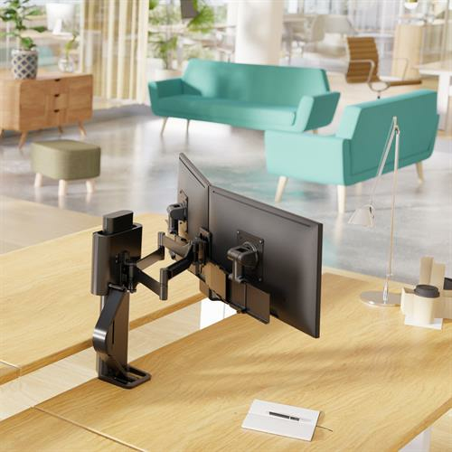 ERGOTRON Monitor Mount - TRACE - Desk - 2 monitor - Tilt/Pan/Rotate - up to 27in - Black
