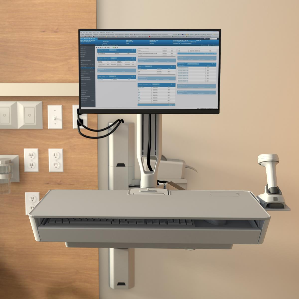 ERGOTRON Keyboard & Monitor Mount Workstation - CareFit Combo System with Worksurface - Desk - 1 monitor - Tilt/Pan/Rotate - up to 27in - White