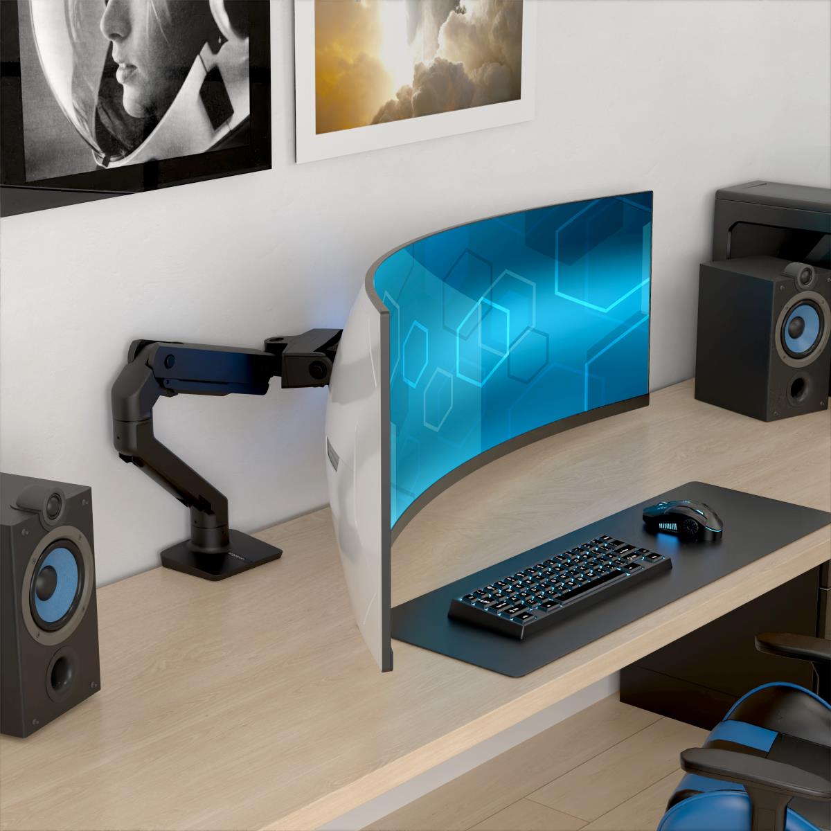 ERGOTRON Monitor Mount - HX Desk Monitor Arm with VHD Pivot - 1 monitor - Tilt/Pan/Rotate - up to 57in - Black