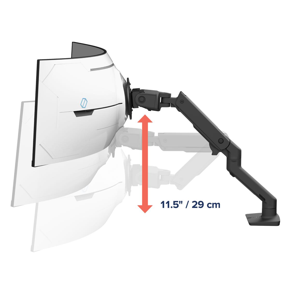 ERGOTRON Monitor Mount - HX Desk Monitor Arm with VHD Pivot - 1 monitor - Tilt/Pan/Rotate - up to 57in - Black