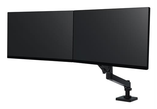 ERGOTRON Monitor Mount - LX Pro Desk Dual Direct Arm - Desk - 2 monitor - Tilt/Pan/Rotate - up to 27in - Black