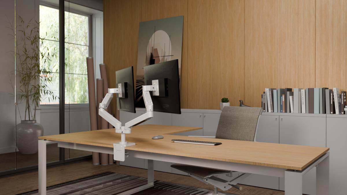 ERGOTRON Monitor Mount - LX Pro Dual Side-by-Side Arm - Desk - 2 monitor - Tilt/Pan/Rotate - up to 27in - White