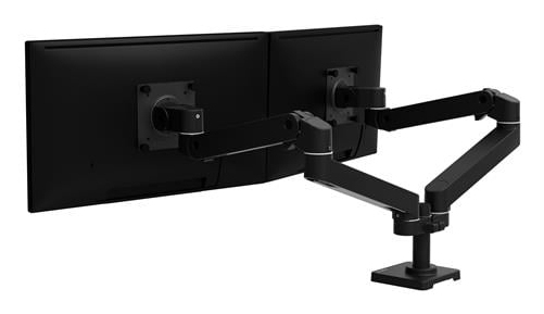 ERGOTRON Monitor Mount - LX Pro Dual Side-by-Side Arm - Desk - 2 monitor - Tilt/Pan/Rotate - up to 27in - Black