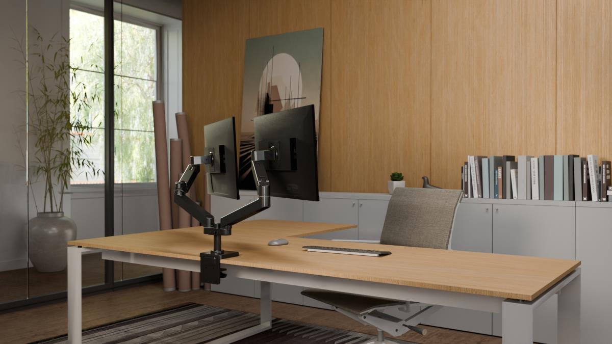 ERGOTRON Monitor Mount - LX Pro Dual Side-by-Side Arm - Desk - 2 monitor - Tilt/Pan/Rotate - up to 27in - Black