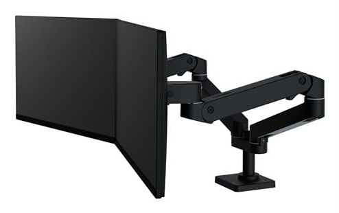 ERGOTRON Monitor Mount - LX Pro Dual Side-by-Side Arm - Desk - 2 monitor - Tilt/Pan/Rotate - up to 27in - Black