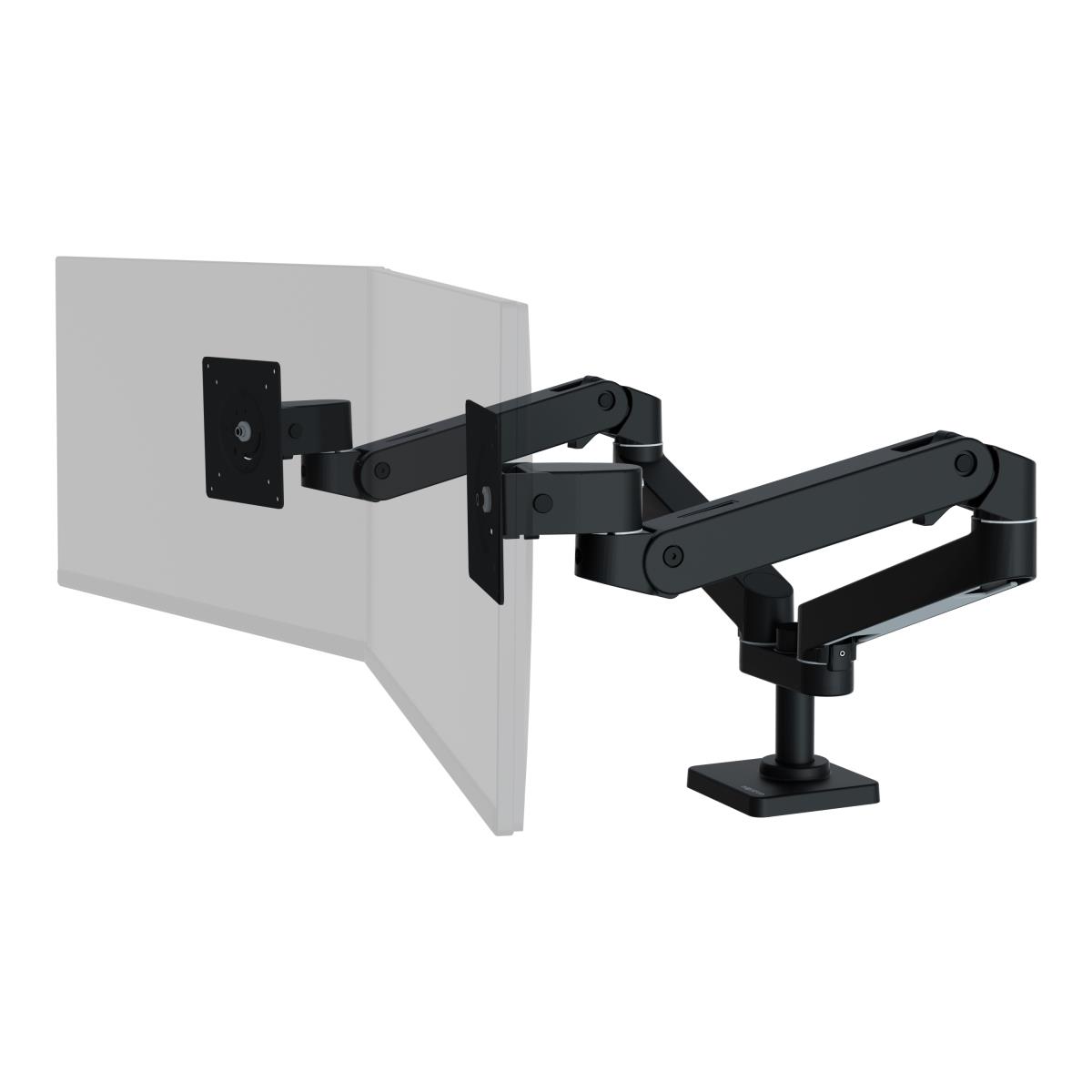 ERGOTRON Monitor Mount - LX Pro Dual Side-by-Side Arm - Desk - 2 monitor - Tilt/Pan/Rotate - up to 27in - Black