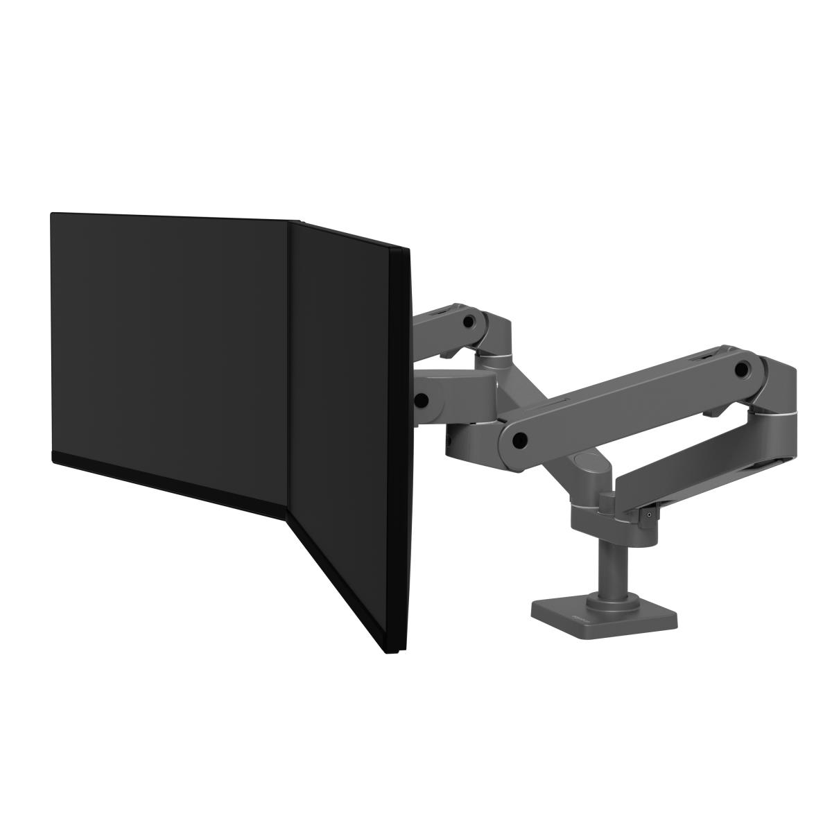 ERGOTRON Monitor Mount - LX Pro Dual Side-by-Side Arm - Desk - 2 monitor - Tilt/Pan/Rotate - up to 27in - Dark Grey