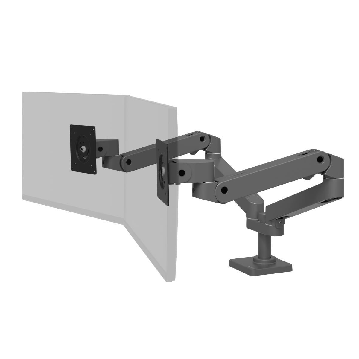 ERGOTRON Monitor Mount - LX Pro Dual Side-by-Side Arm - Desk - 2 monitor - Tilt/Pan/Rotate - up to 27in - Dark Grey