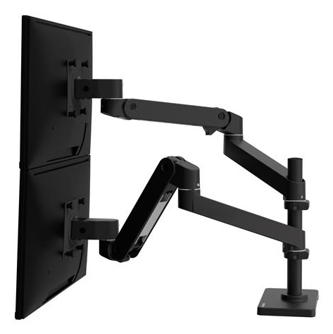 ERGOTRON Monitor Mount - LX Pro Dual Stacking Arm - Desk - 2 monitor - Tilt/Pan/Rotate - up to 27in - Black
