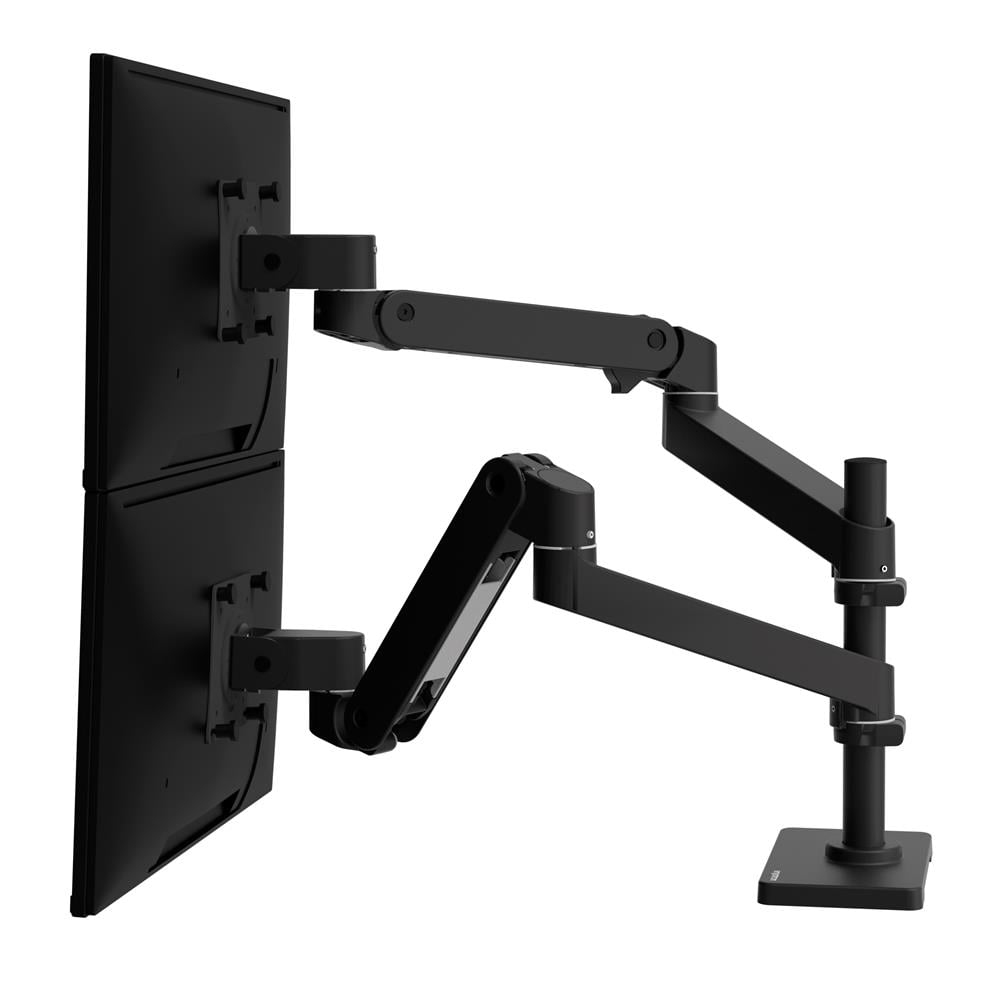 ERGOTRON Monitor Mount - LX Pro Dual Stacking Arm, Grommet Mount - Desk - 2 monitor - Tilt/Pan/Rotate - up to 27in - Black