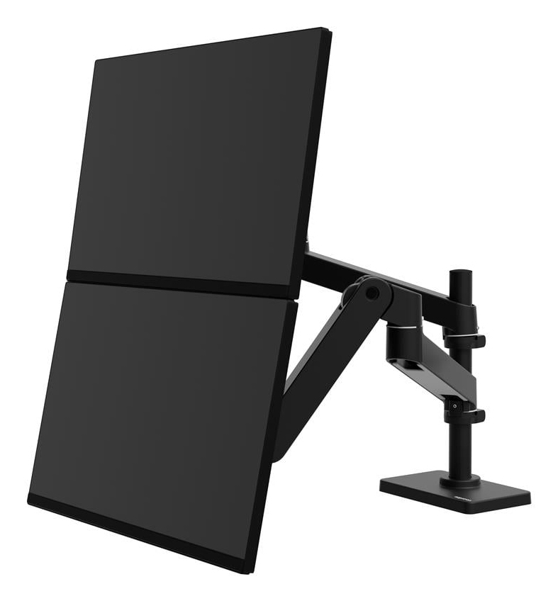 ERGOTRON Monitor Mount - LX Pro Dual Stacking Arm, Grommet Mount - Desk - 2 monitor - Tilt/Pan/Rotate - up to 27in - Black