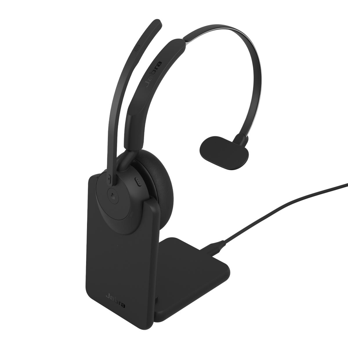 JABRA Headset Evolve3 45 MS - Mono - Bluetooth - Link 390c - Charging Stand