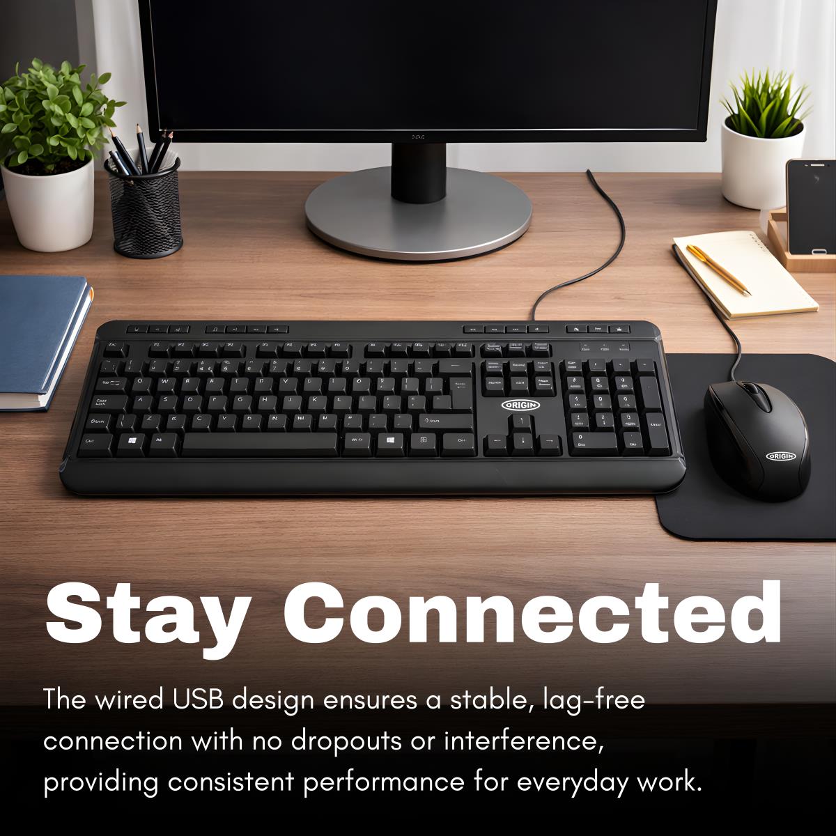 ORIGIN STORAGE Origin Combo - Keyboard And Mouse - Corded - Black - Qwerty Us / Int'l