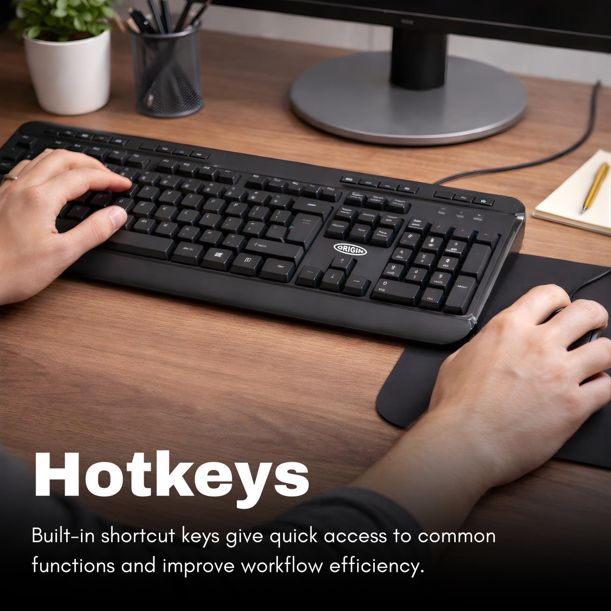 ORIGIN STORAGE Origin Combo - Keyboard And Mouse - Corded - Black - Qwerty Us / Int'l