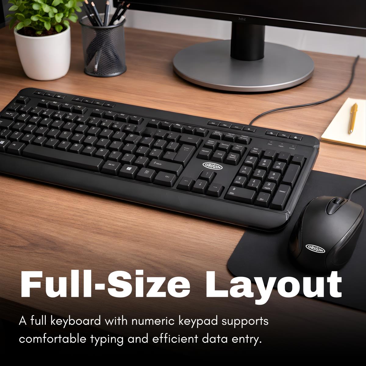 ORIGIN STORAGE Origin Combo - Keyboard And Mouse - Corded - Black - Qwerty Us / Int'l