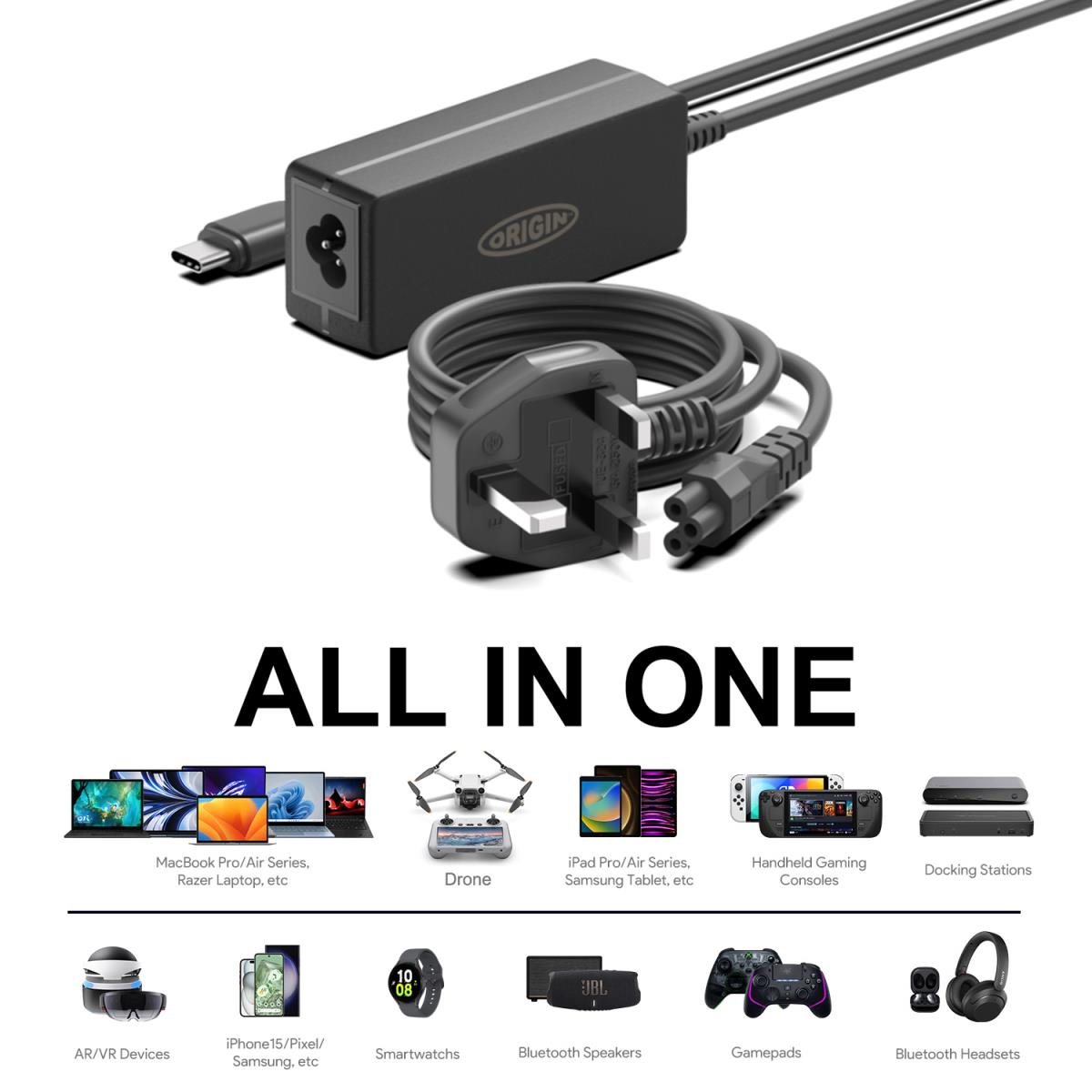 ORIGIN STORAGE Adapter 65w USB-c With Uk Cable