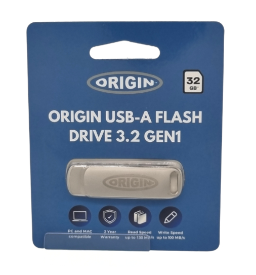 ORIGIN STORAGE Flash Drive  - OsUSB-a-32GB - 32GB - USB-a 3.2 G1 - Silver