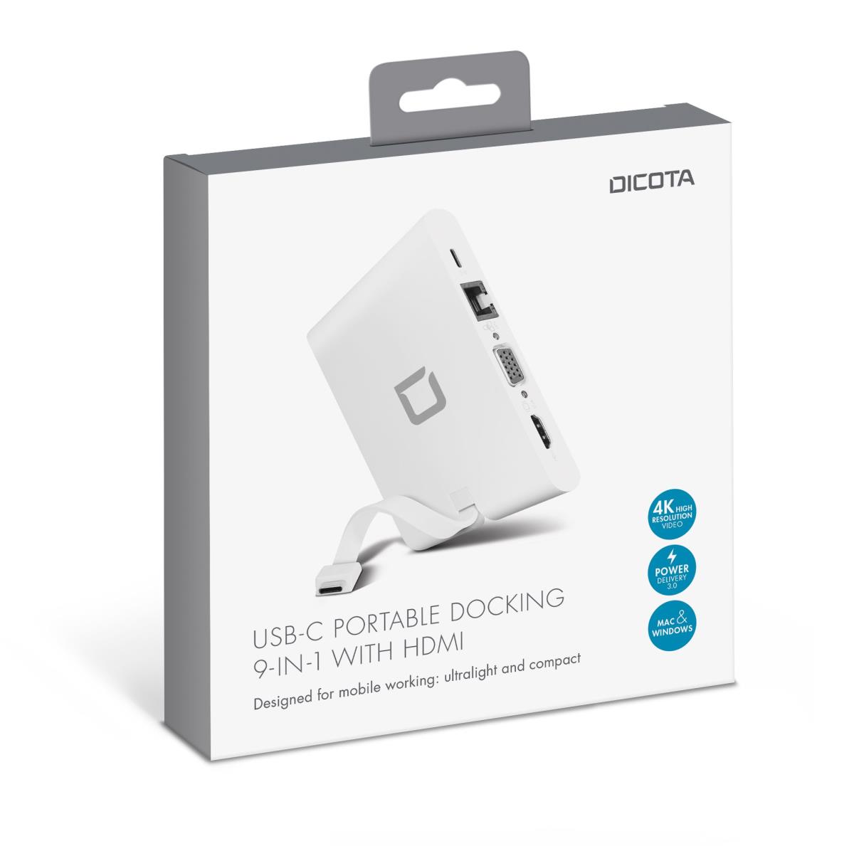 DICOTA USB-c Portable Docking 9-in-1 With Hdmi