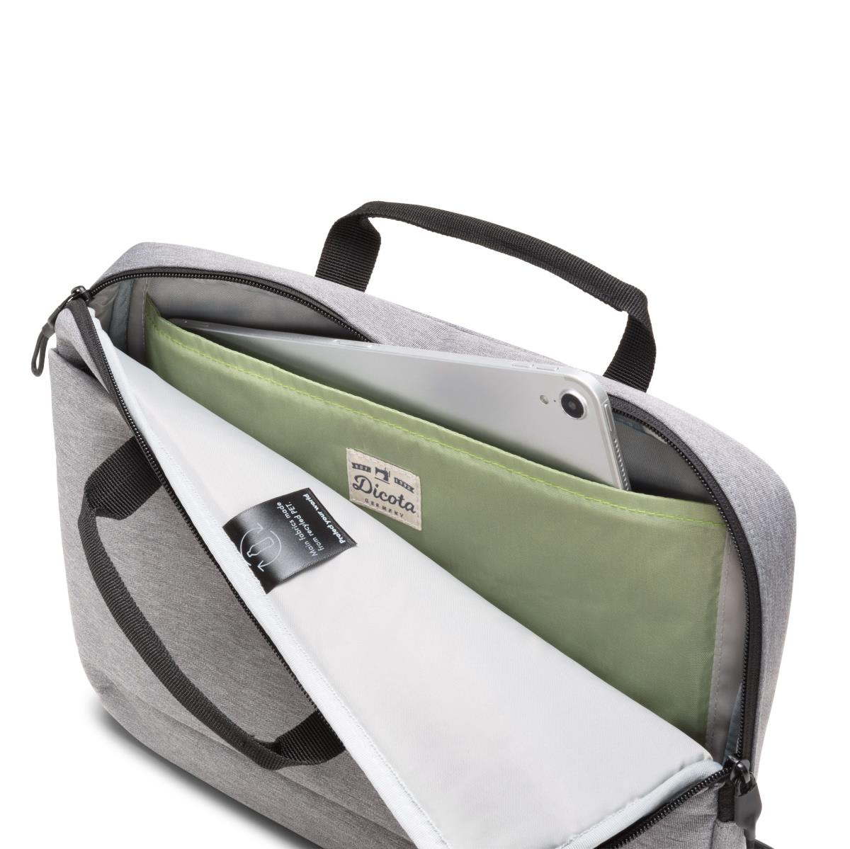 DICOTA Slim Eco Motion - 14-15.6in Notebook Case - Light Grey / 600d Rpe Polyester
