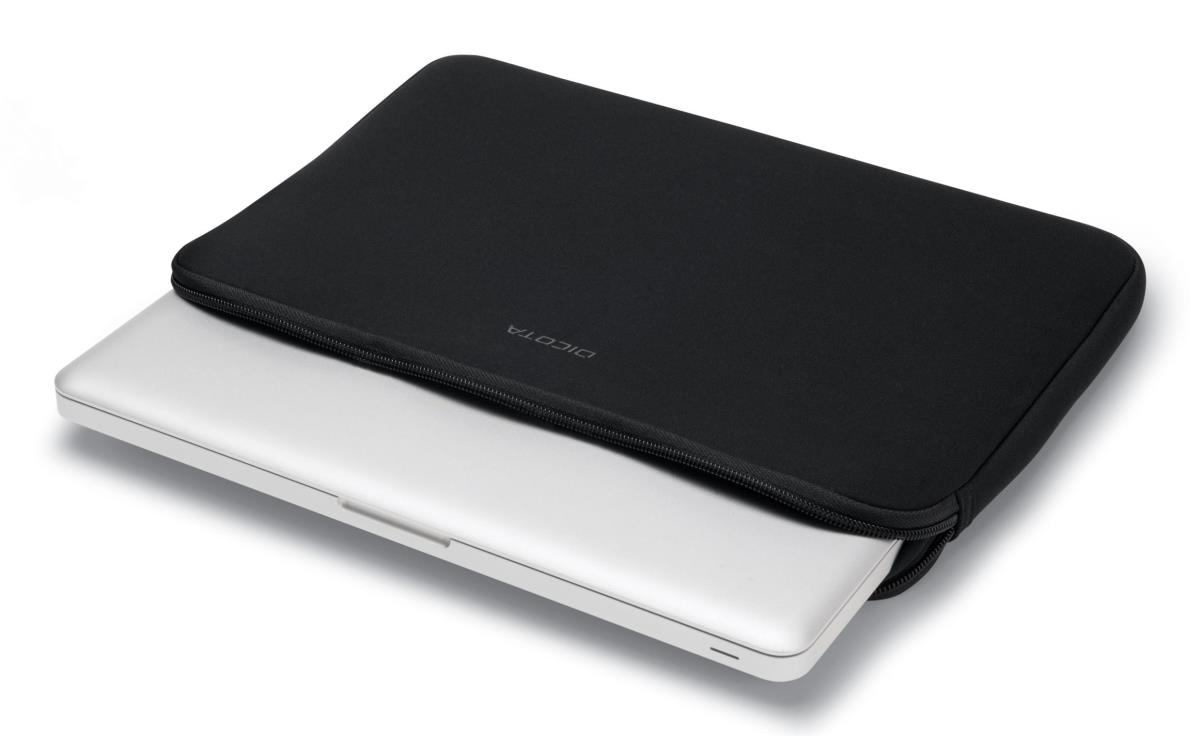 DICOTA Perfect Skin - 15-15.6in Notebook Sleeve - Black / Synthetic Neoprene With Recycled Surface Fabric