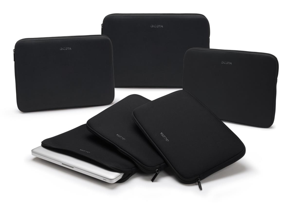 DICOTA Perfect Skin - 15-15.6in Notebook Sleeve - Black / Synthetic Neoprene With Recycled Surface Fabric
