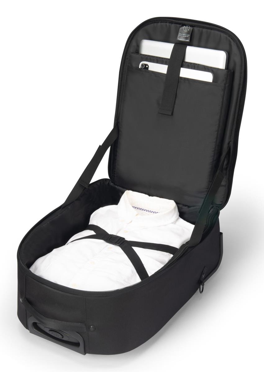 DICOTA Backpack Roller Eco Core - 14-16in Notebook Backpack - Black / 300d 100% Recycled Pet Polyester