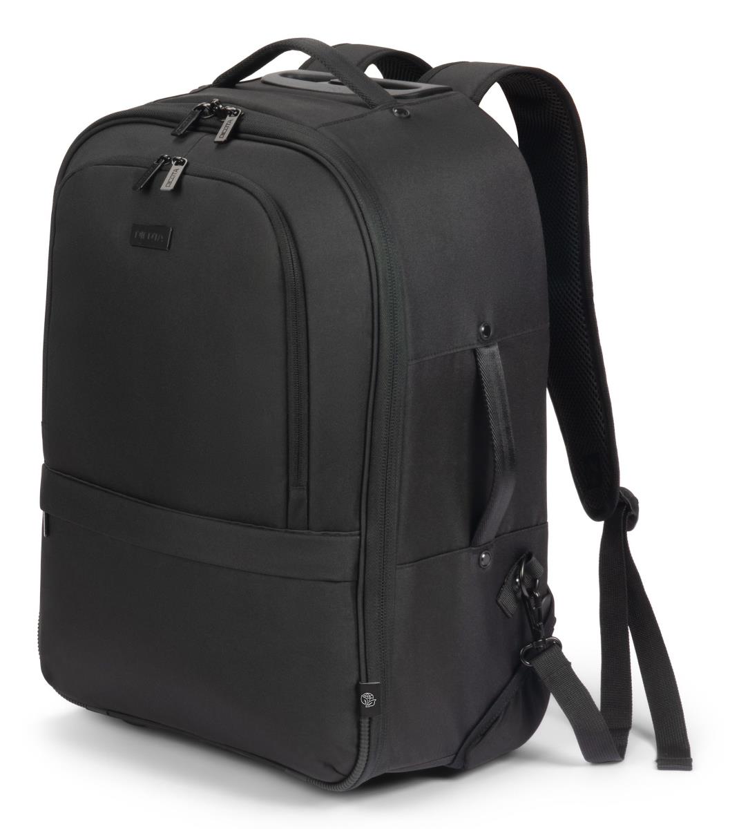 DICOTA Backpack Roller Eco Core - 14-16in Notebook Backpack - Black / 300d 100% Recycled Pet Polyester