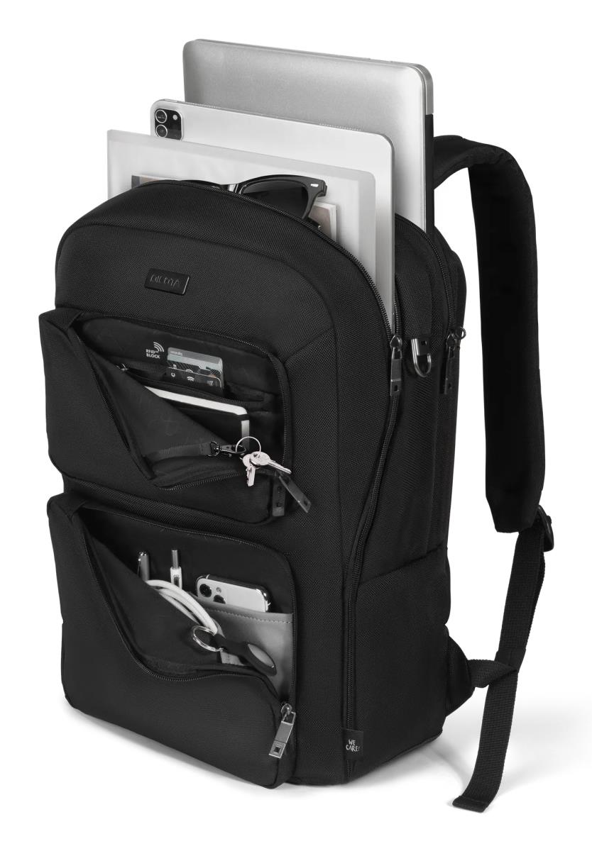 DICOTA Backpack Seven - 12-14in Notebook Backpack - Black / 1680d Recycled Pet Polyester