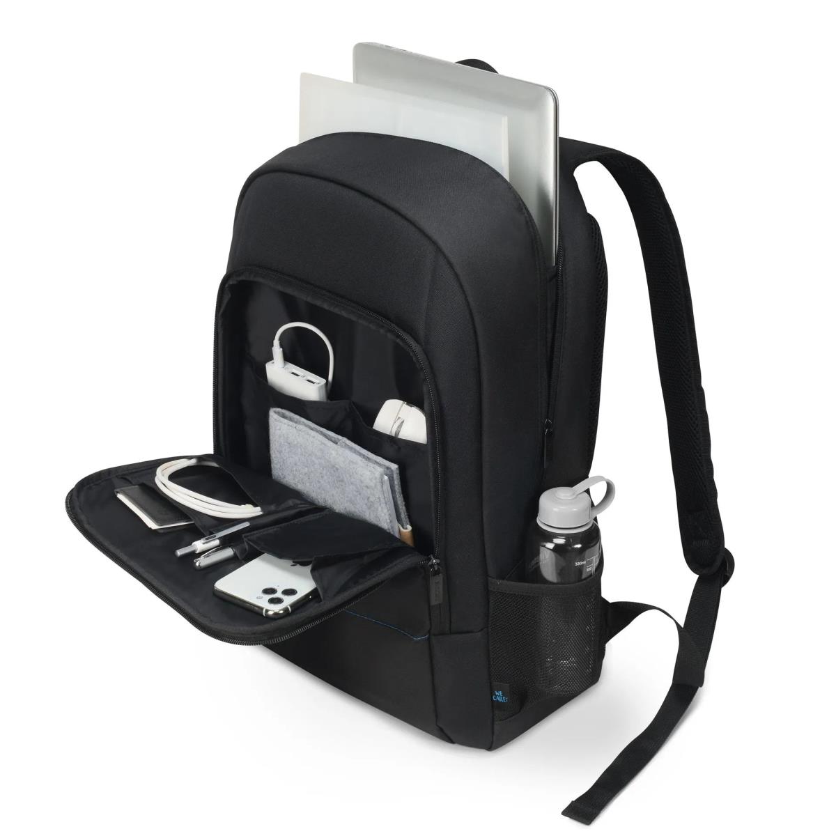 DICOTA Backpack Two - 13-14in Notebook Backpack - Black / 300d Recycled Pet Polyester