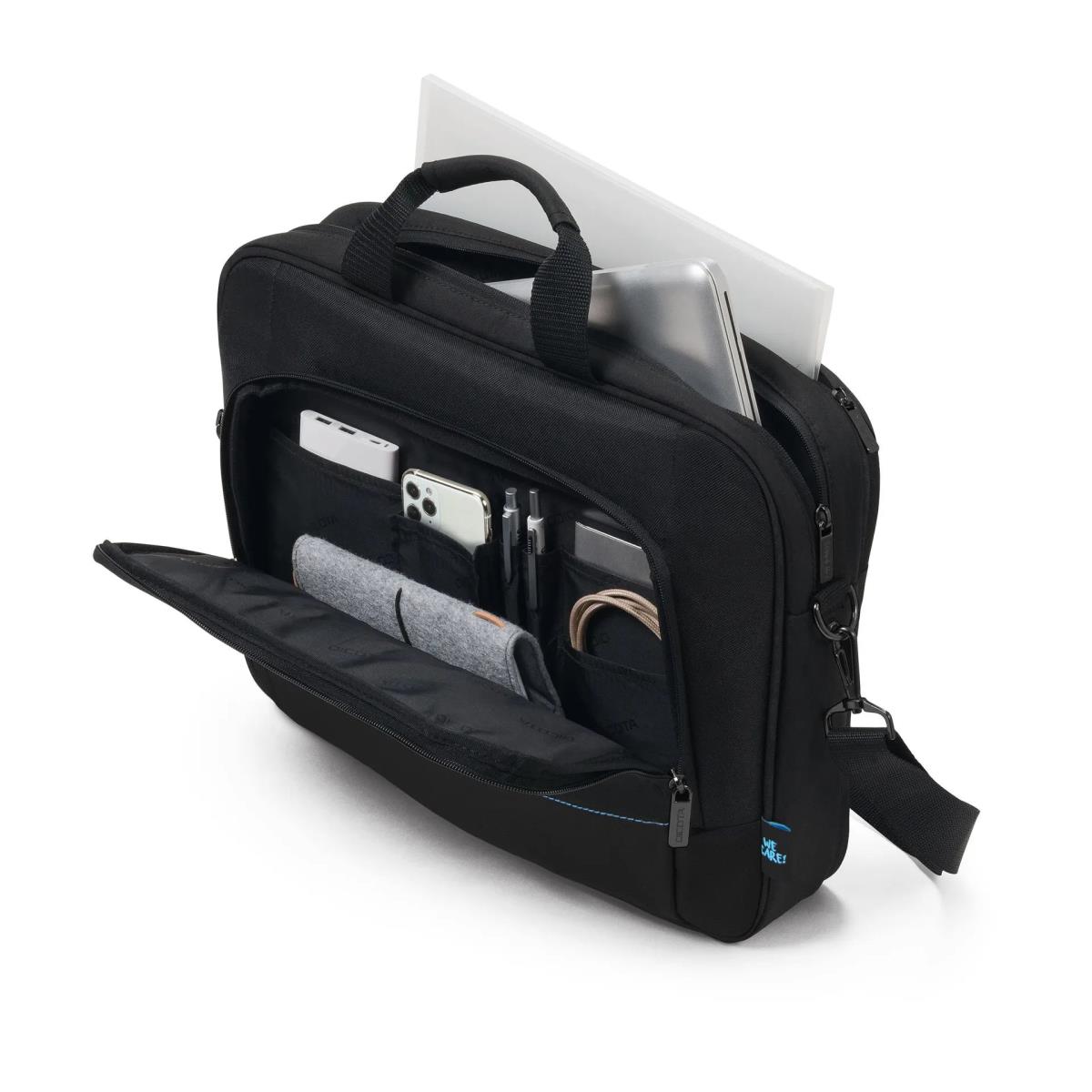 DICOTA Top Traveller Two - 13-14in Notebook Case - Black / 300d Recycled Pet Polyester