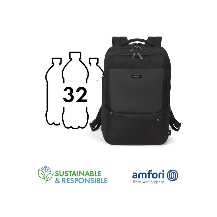 DICOTA Five - 15-17.3in Notebook Backpack - Black / 900d Recycled Pet Polyester