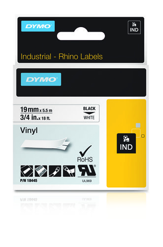 DYMO Rhino Tape Vinyl 19mm Black On White (s0718620)