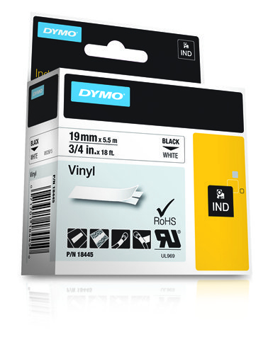 DYMO Rhino Tape Vinyl 19mm Black On White (s0718620)