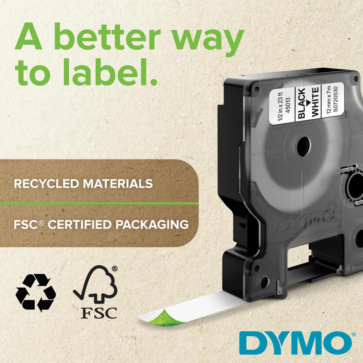 DYMO Label White Flexible 12mm Type D1