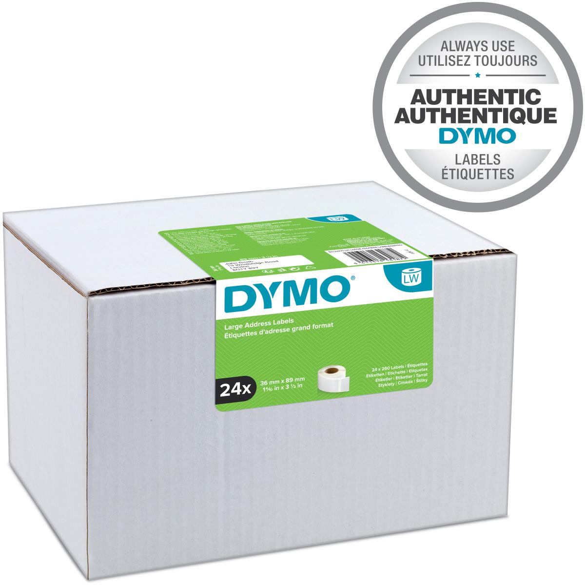 DYMO LabelWriter Large Address Labels 36x89mm - White - 2x rolls / 520 labels