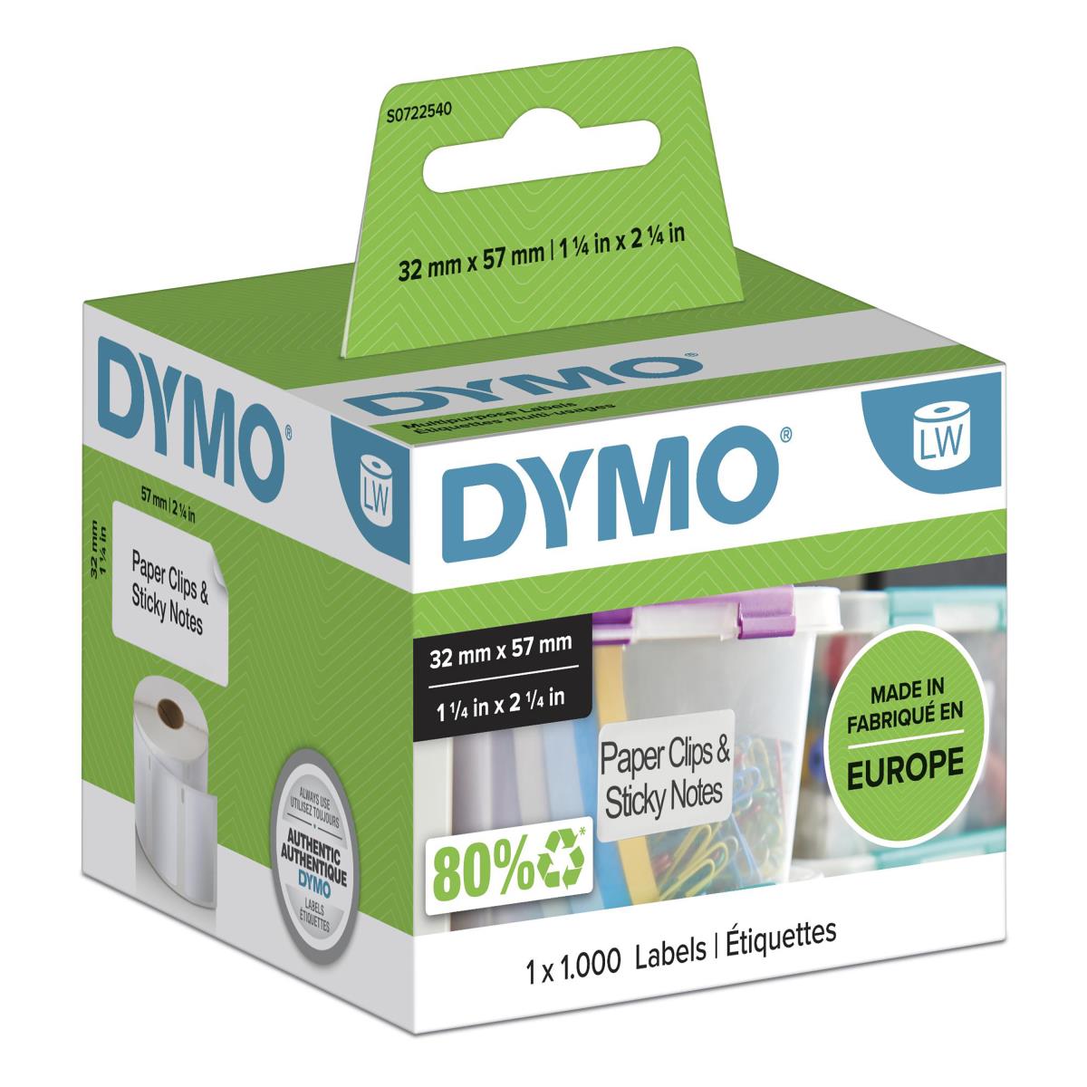 DYMO Labels Multi-purpose White 57x32mm 1000nos