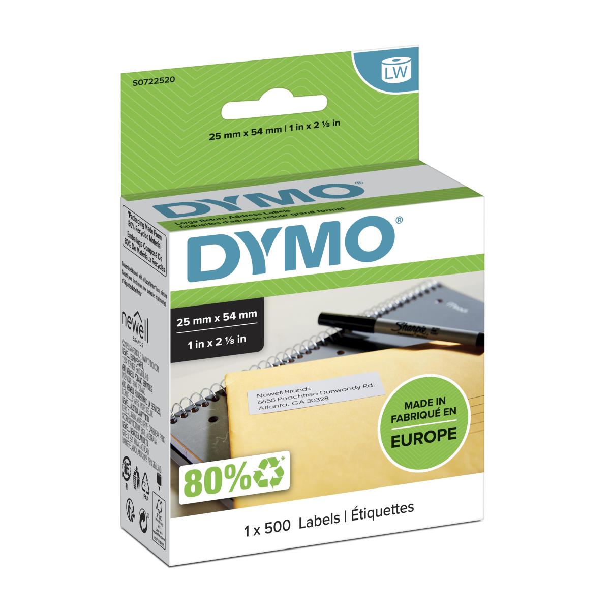 DYMO Labels Return Address 25x54mm White