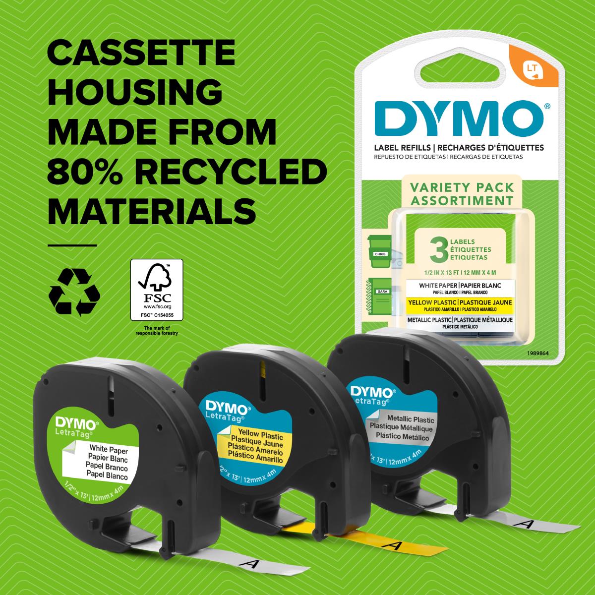 DYMO Plastic Tape 12mx4mm For Letratag