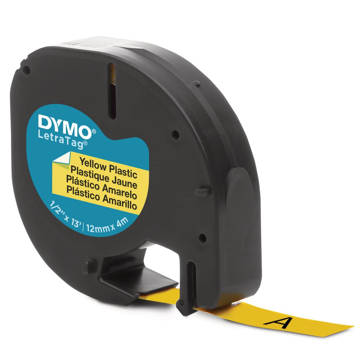 DYMO Plastic Tape Yellow 12mx4mm For Letratag