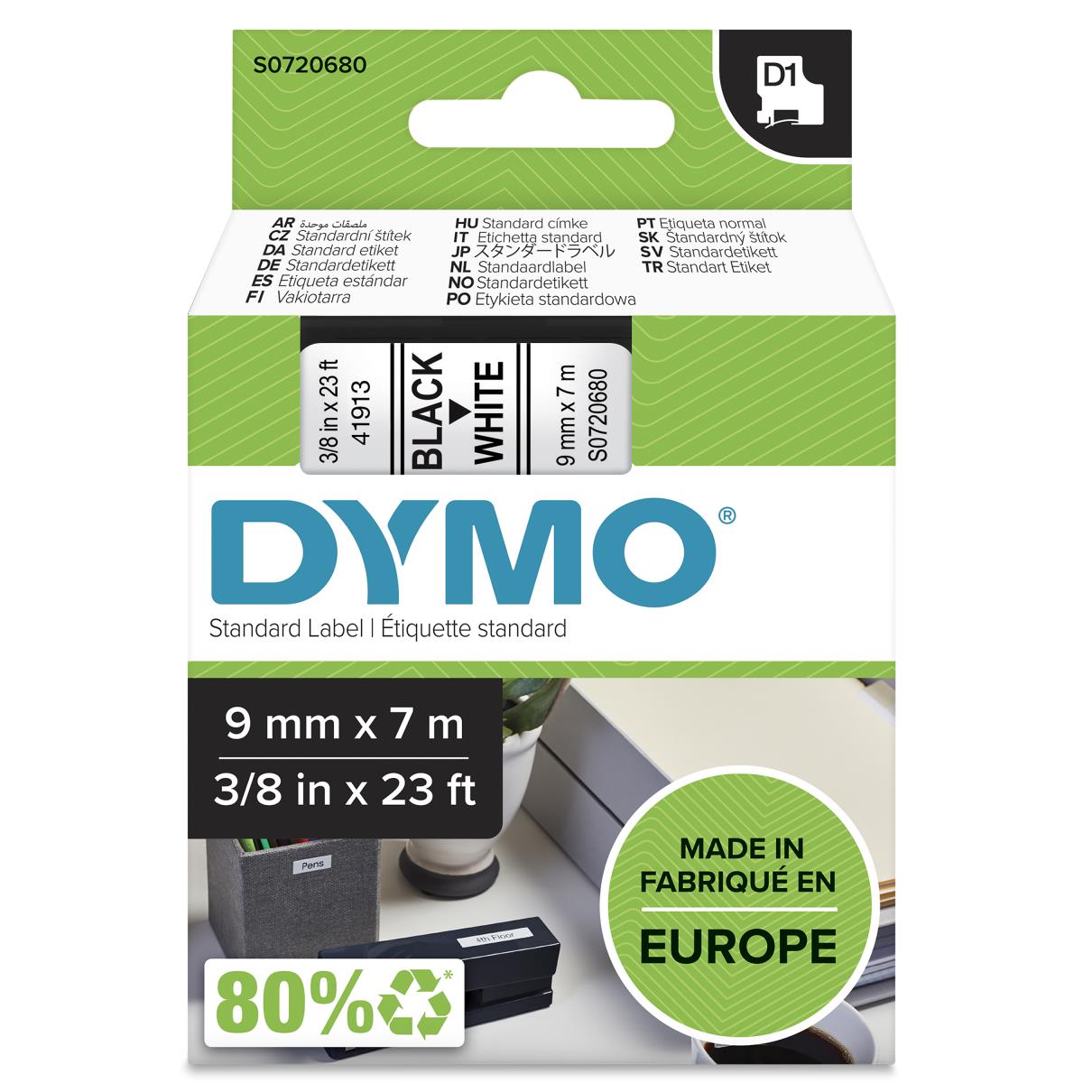 DYMO Tape Black On White 9mmx7m Type D1 Xxx