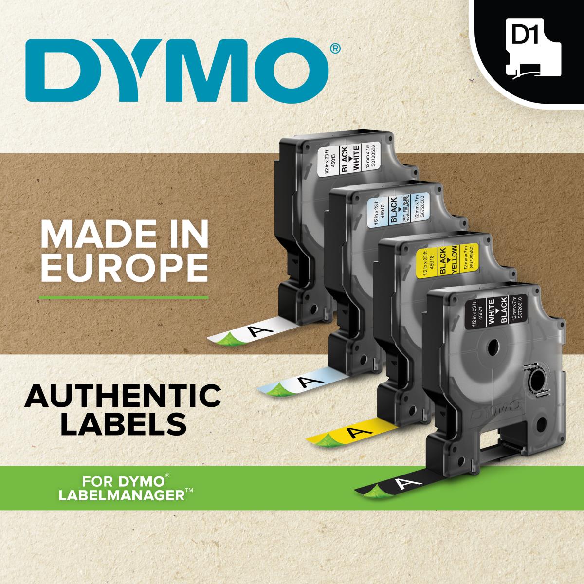 DYMO D1 Standard Tape Blue On White 12mmx7m