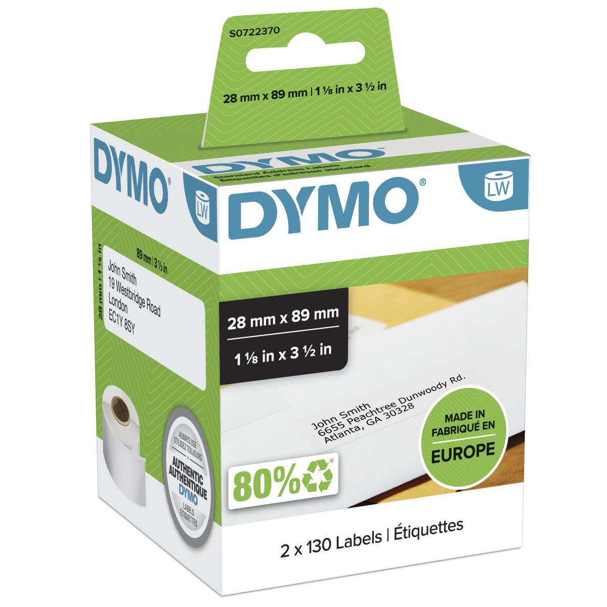 DYMO Labels Address 28x89mm White 2roll