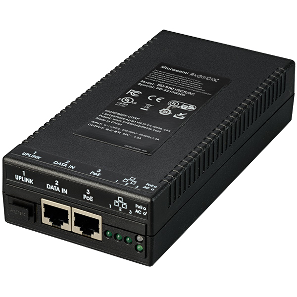 MICROCHIP TECHNOLOGY 1 port 60W IEEE 802.3bt Type-3 PoE media converter EU power cord