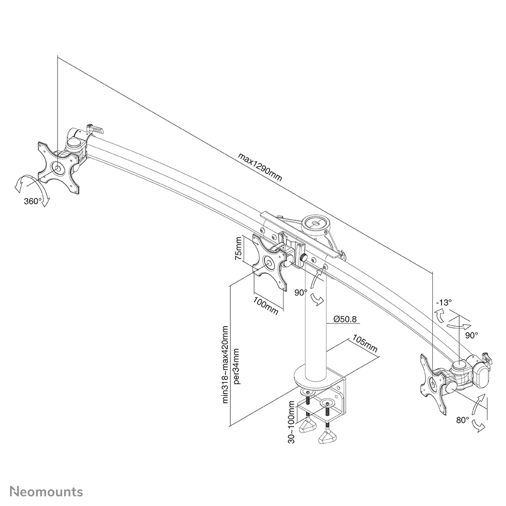 NEOMOUNTS Flatscreen Office Support Terminal (fpma-d700d3)