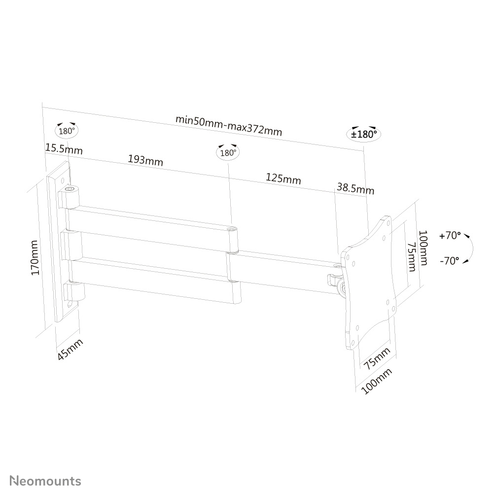 NEOMOUNTS Flat Wall Bracket (3 Pivots & Tilt)