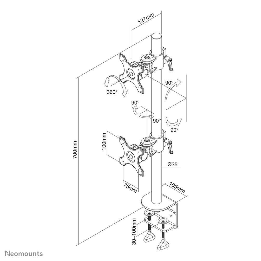 NEOMOUNTS Lcd/led/TFT Desk Mount Black (fpma-d700dv)