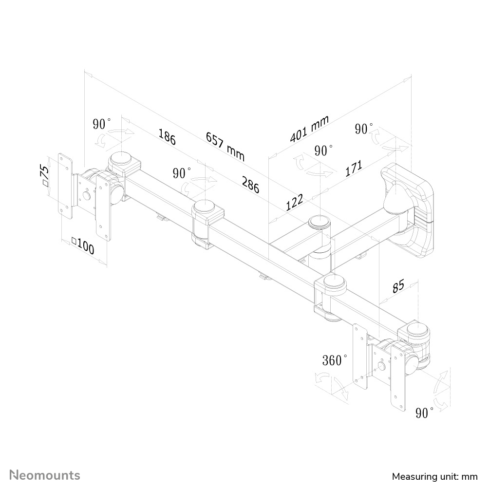 NEOMOUNTS Flatscreen Wall Mount (dual. 3 Pivots & Tiltable)