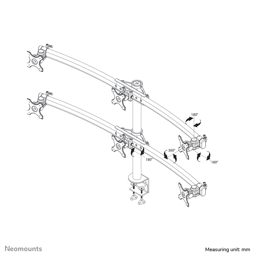NEOMOUNTS 6x 19-27in Screen Desk Mount (clamp) - Black