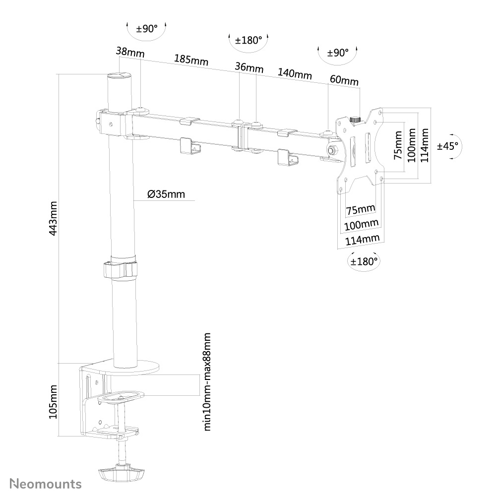 NEOMOUNTS Flatscreen Desk Mount 10-32in (fpma-d550black)