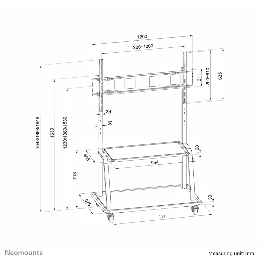 NEOMOUNTS Mobile Flat Screen Floor Stand Trolley (ns-m4000black)